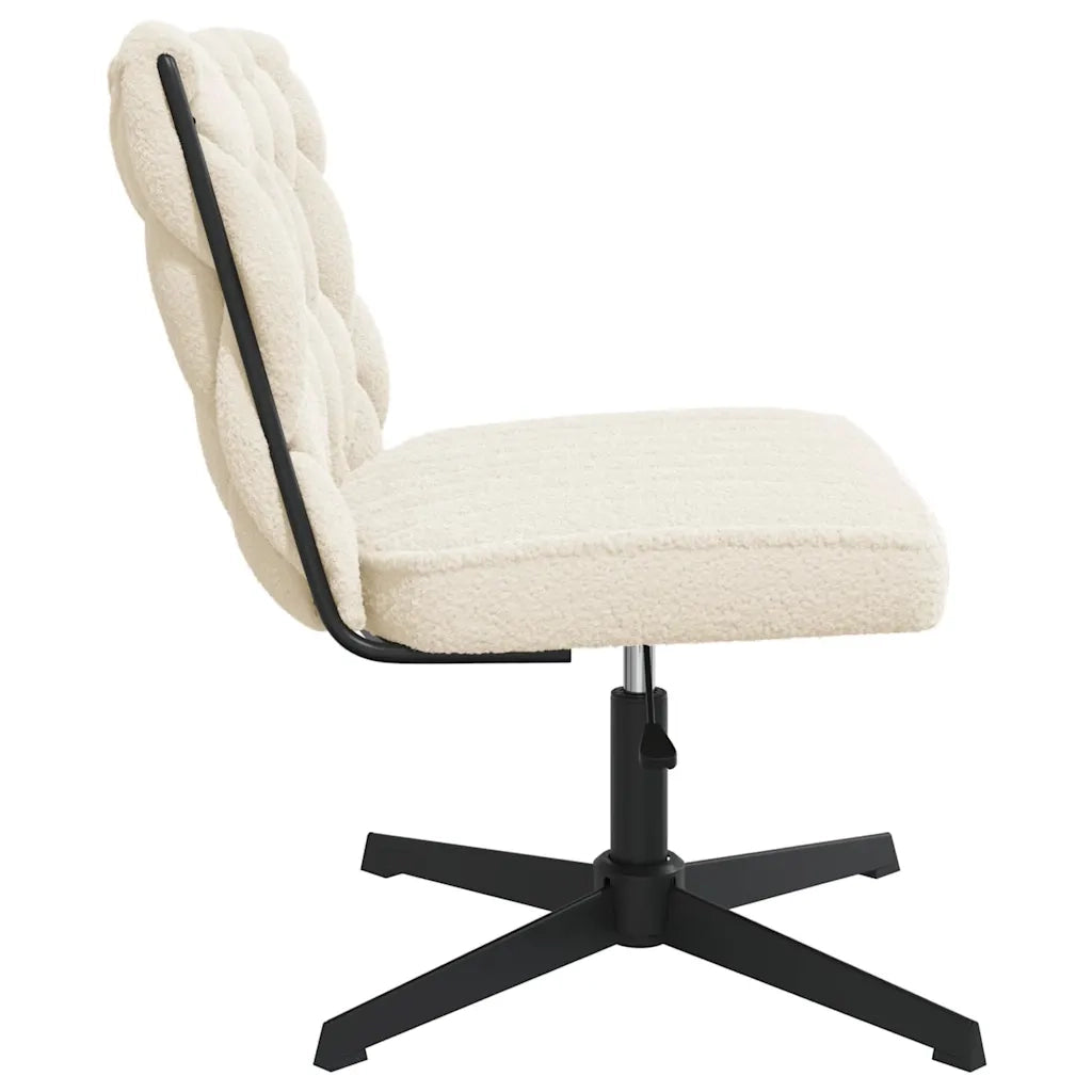 Sedia da Ufficio Girevole in Tessuto Riccio Crema Effetto Lana 4105396