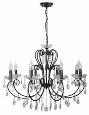 Lampadario Candellux Aurora cristallo nero 8xE14 38-73747