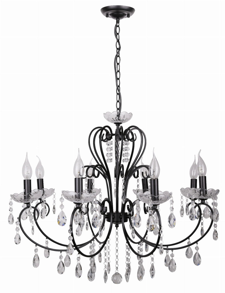 Lampadario Candellux Aurora cristallo nero 8xE14 38-73747