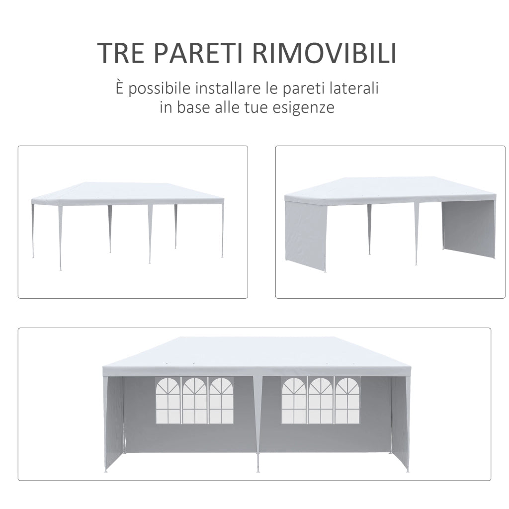 Tendone Pieghevole Giardino ¨C Xylo ¨C Bianco 5.83x2.95m Pannelli Rimovibili