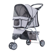 EasyComfort Passeggino per Cani Pieghevole con Portabicchieri e Cestino, in Acciaio e Poliestere, 75x45x97 cm, Grigio