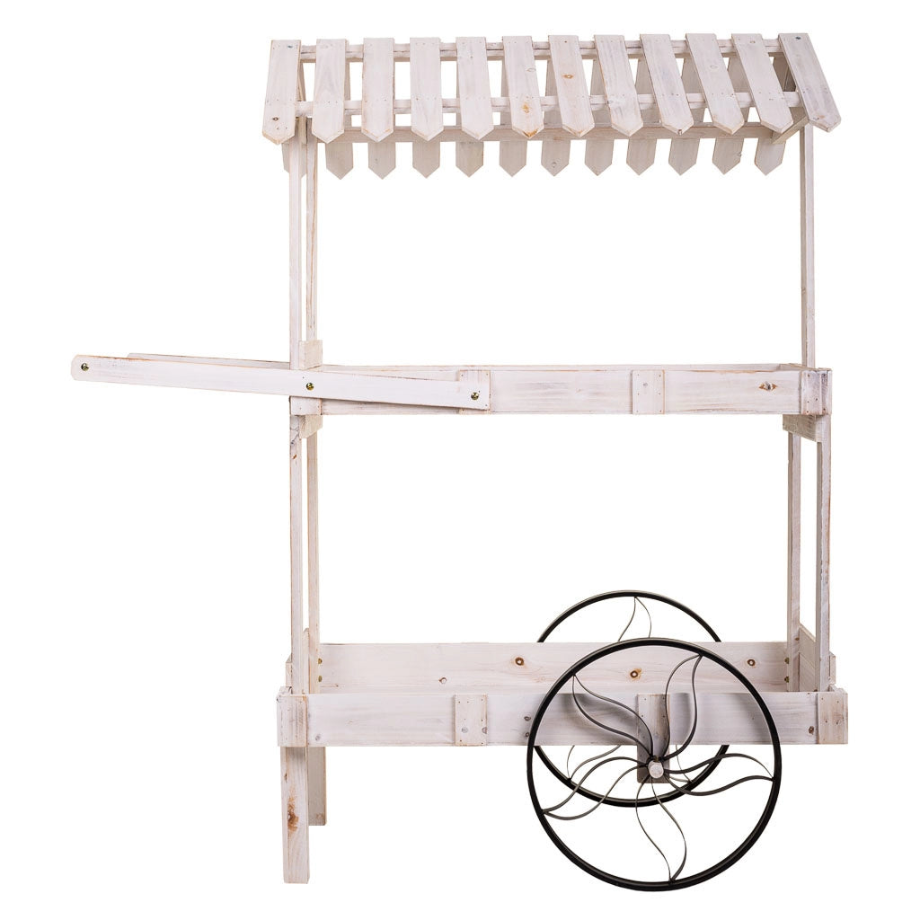 Carrello espositivo in legno bianco 119x68x138h