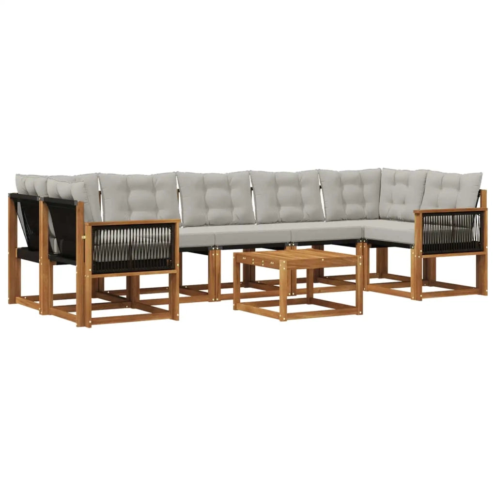 Set di divani da esterno 8 pz Naturale e Grigio Chiaro 3381839