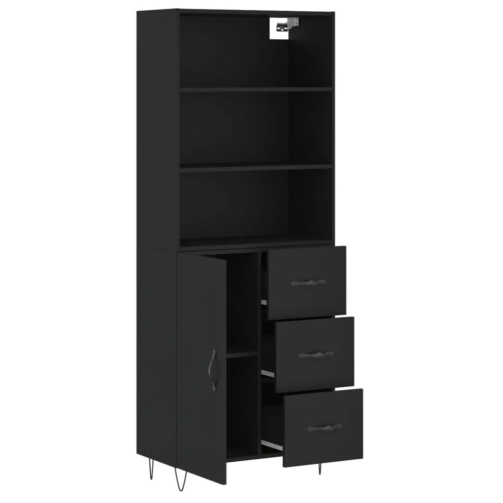 Buffet credenza cassettiera armadio mobile contenitore organizer cucina soggiorno salotto alto 69,5 x 34 x 180 cm legno ingegnerizzato nero 02_0035028