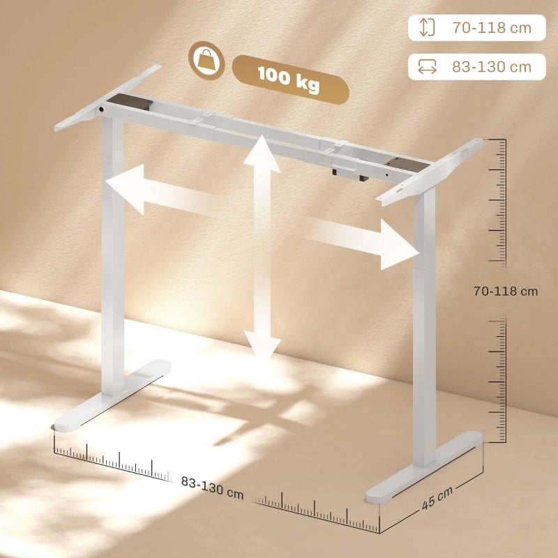 SCRIVANIA Regolabile Elettrica 70-118 cm, Struttura in Acciaio Bianca, Doppio Motore