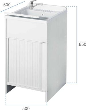 Mobile Lavatoio in PVC 50x50x85 cm con Serranda Forlani Esterni Roc Bianco