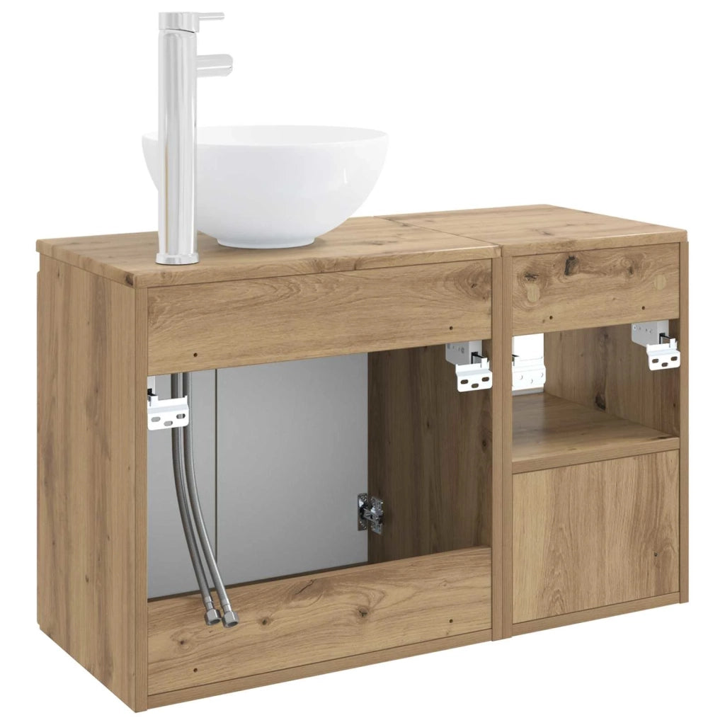 Set di mobili per il bagno 2 pz Rovere Artigianale 3404033