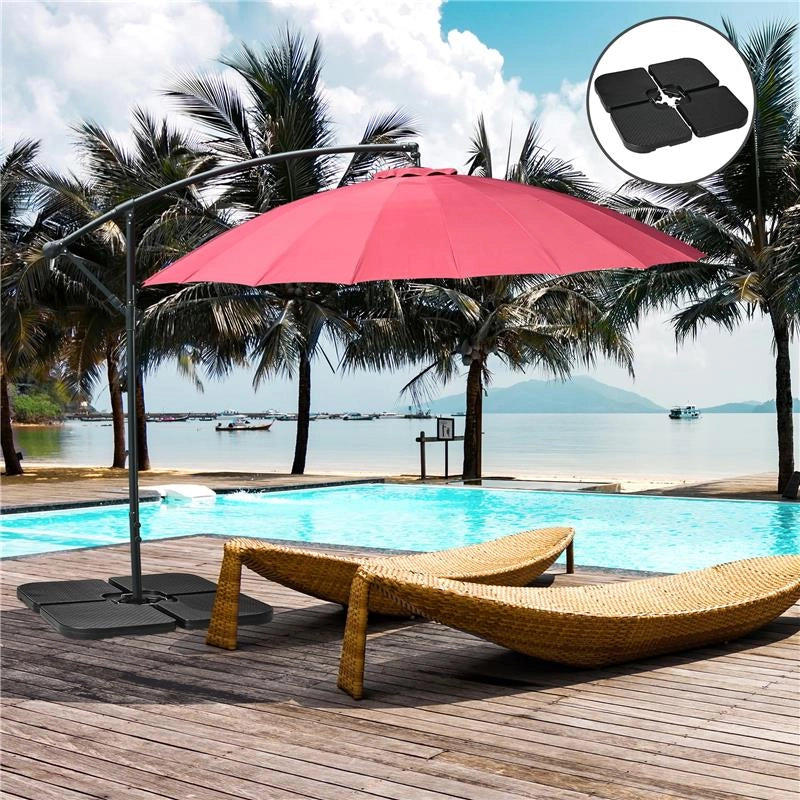 BASAMENTO PER OMBRELLONE SET 4 PEZZI IMPILABILI CON MANIGLIE INTEGRATE IN HDPE 99.7X99.7X8.3 CM NERO