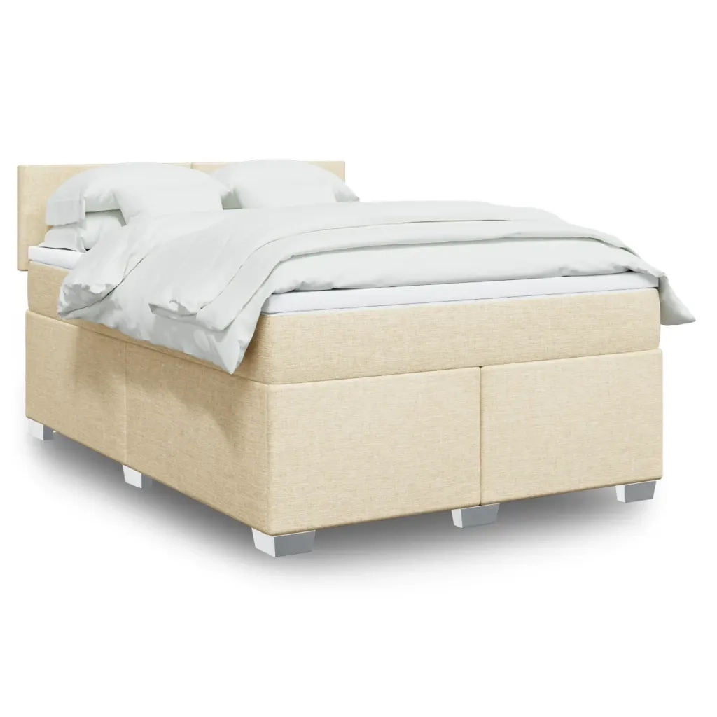 Giroletto a Molle con Materasso Crema 160x200 cm in Tessuto