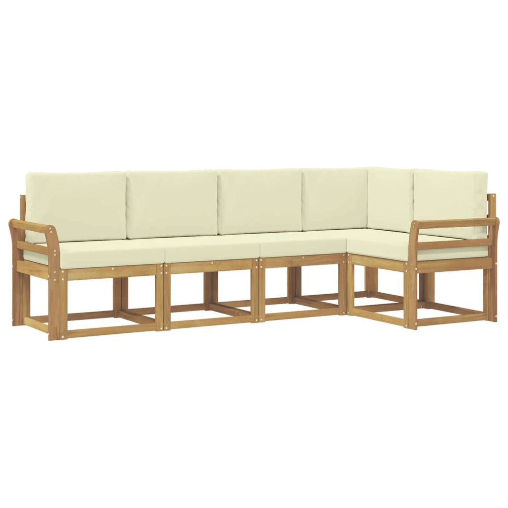 Set di divani da esterno con cuscino 5 pcs Bianco e Crema