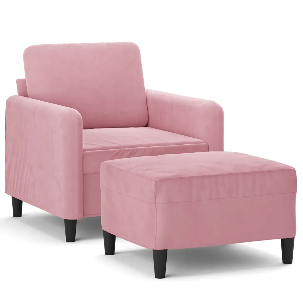 Poltrona | Sedia Relax con Poggiapiedi Rosa 60 cm Velluto