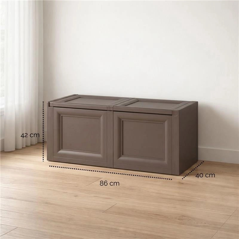 BAULE CONTENITORE DA ESTERNO WENGÉ 86X40X42 CM – CASSAPANCA COMPATTA SALVASPAZIO PER BALCONE E TERRAZZO