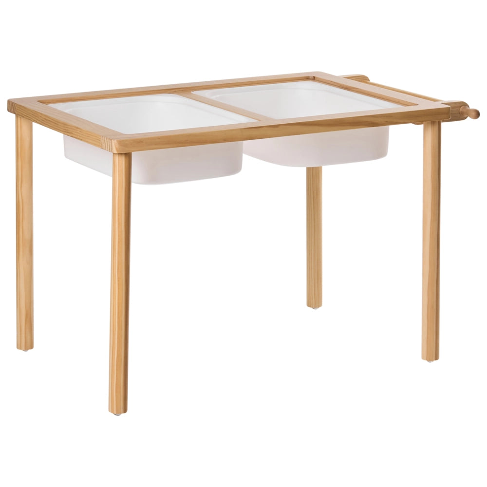 Set tavolo + sgabello Montessori per bambini in legno di pino marrone chiaro per cameretta bambini con funzione di disegno Aggiungi carta Scandi