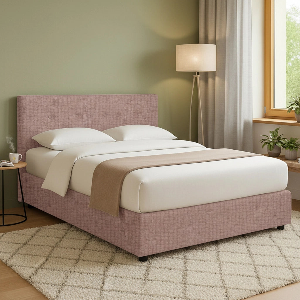 Oxford, Letto Matrimoniale Sfoderabile Made in Italy, Rosa Antico