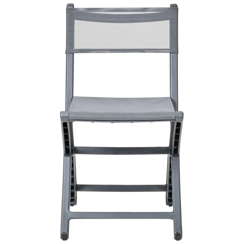 Set di 4 sedie da pranzo in plastica per esterni senza braccioli pieghevoli grigio scuro stile minimalista
