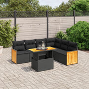 Set Divani da Giardino con Cuscini 7pz Nero Polyrattancod mxl 88873