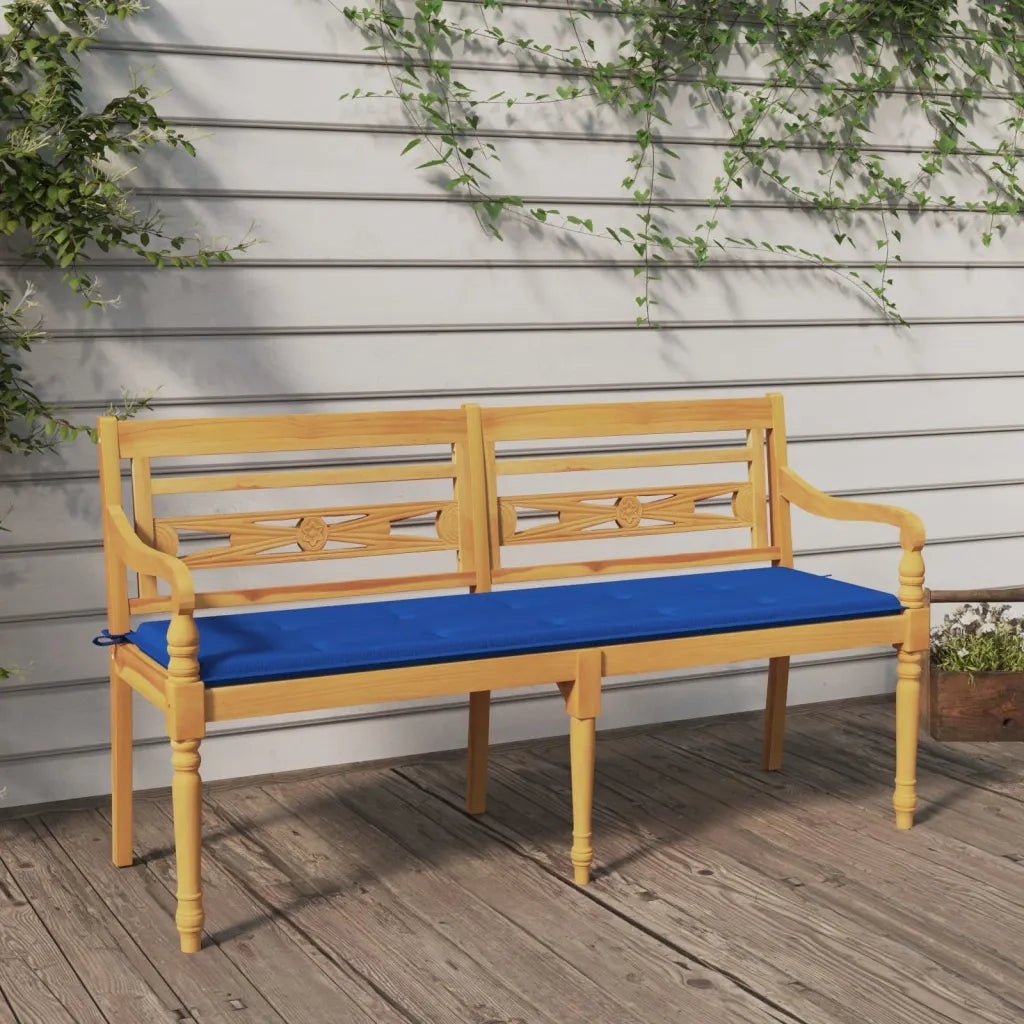 Panca da Giardino | Panchina Batavia Cuscino Blu Reale 150 cm Legno Massello Teak