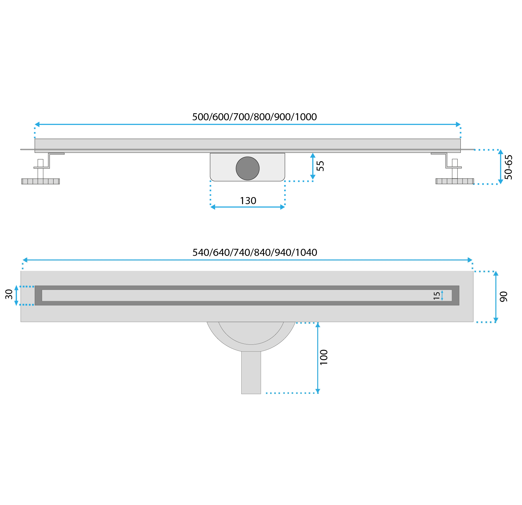 Scarico Lineare Rea Neox Slim Pro Nickiel Brush 50