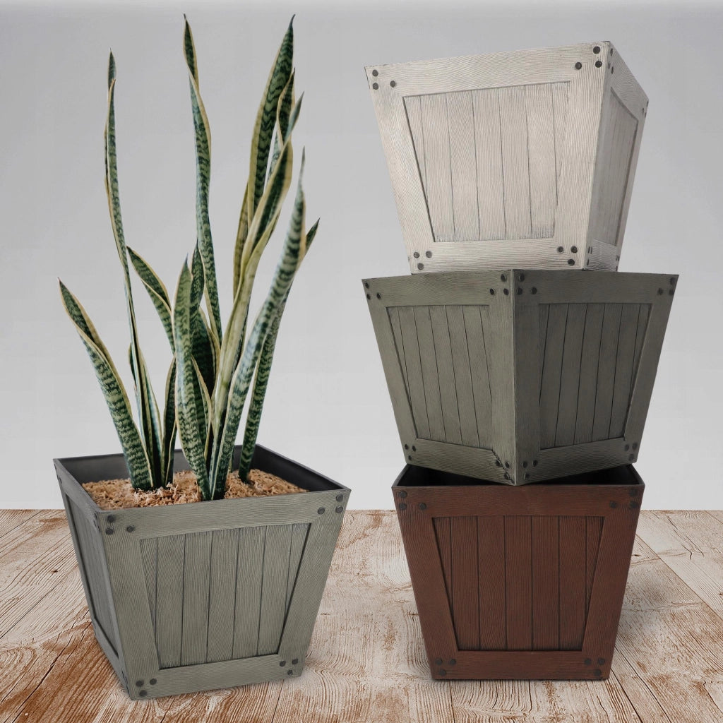 Vaso da fiori KADAX, quadrato, 30 cm, per balcone o terrazzo, grigio.