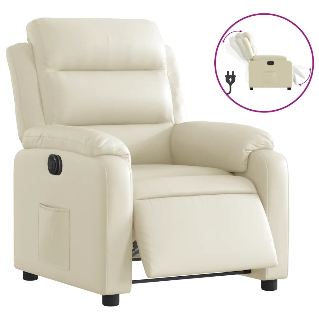 Divano Sedia-Poltrona Reclinabile Elettrica Crema in Similpelle 986991
