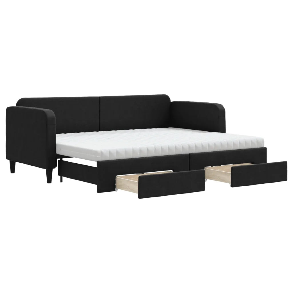 Divano Letto Estraibile con Cassetti Nero 80x200 cm in Tessuto 3196867