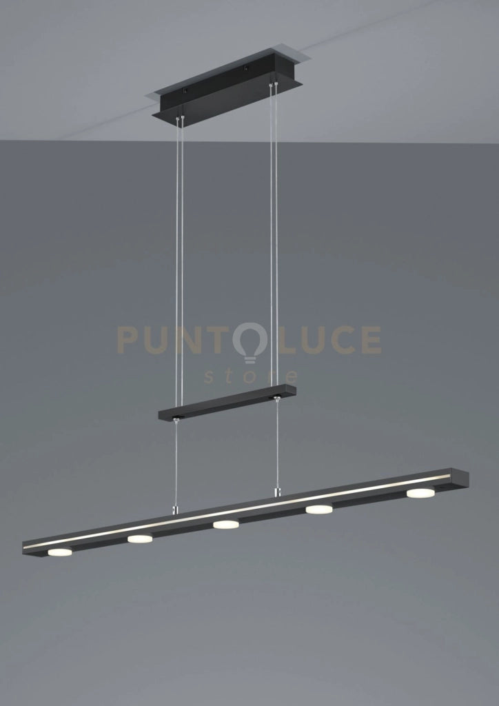 LACAL SOSPENSIONE LED 4W 2660lm, 3000 + 5000K 7 LUCI BIDIREZIONALE DIMMERABILE COLORE NERO L.100CM