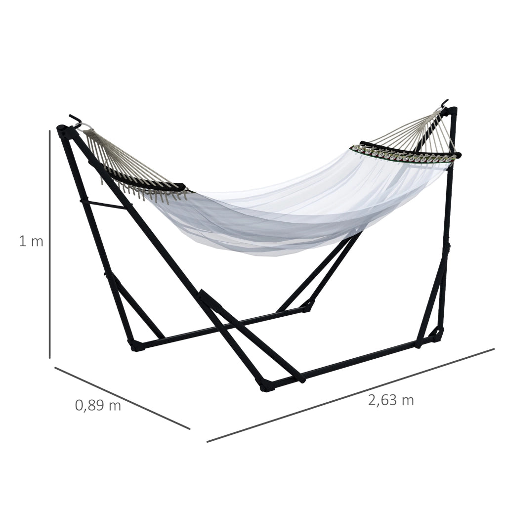 Hangmat Set con Amaca ¨C Zephmum ¨C 263x89x100 cm, Nero e Bianco