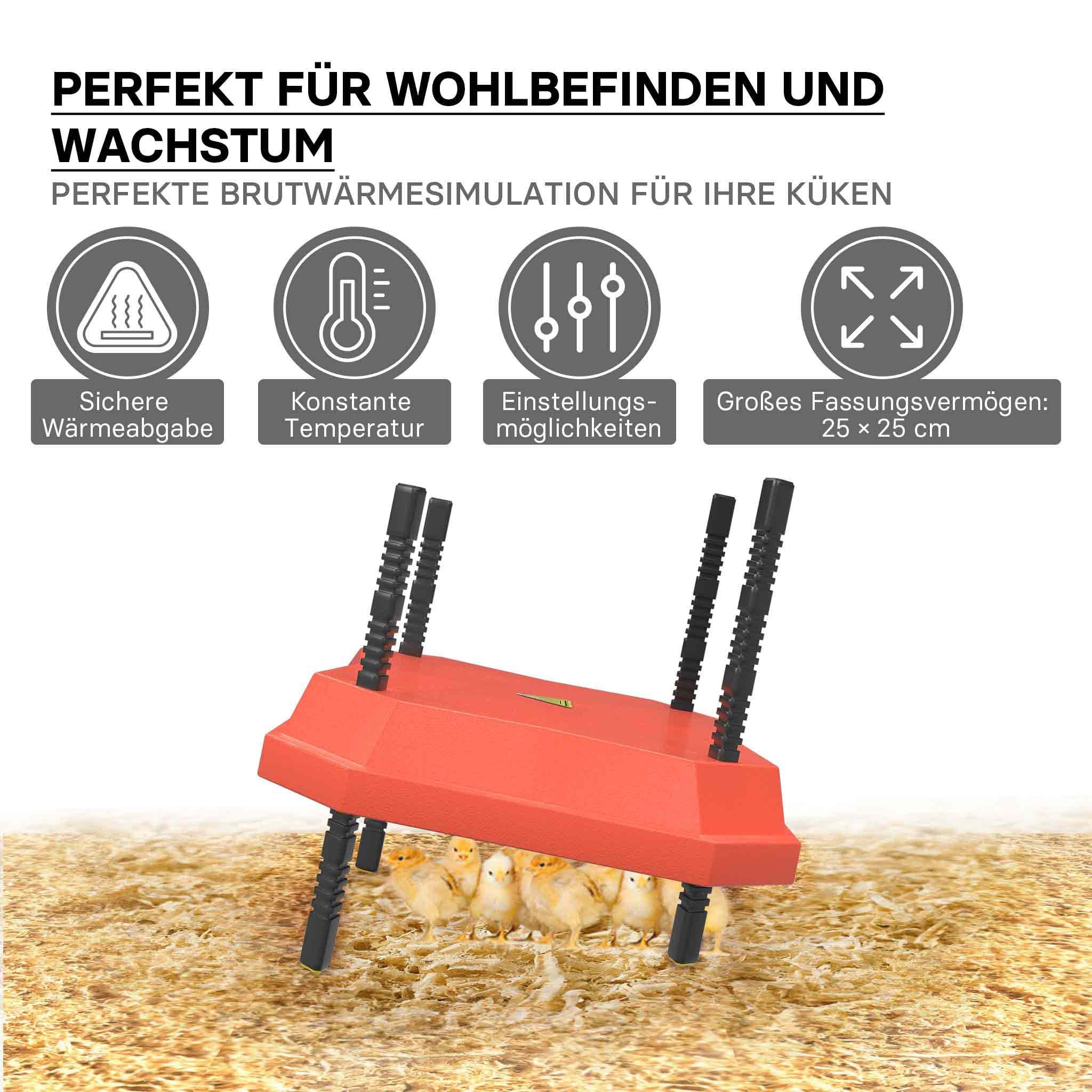 Fudajo Chioccia artificiale 25x25cm 30W Piastra termica per 15-20 pulcini con temperatura regolabile