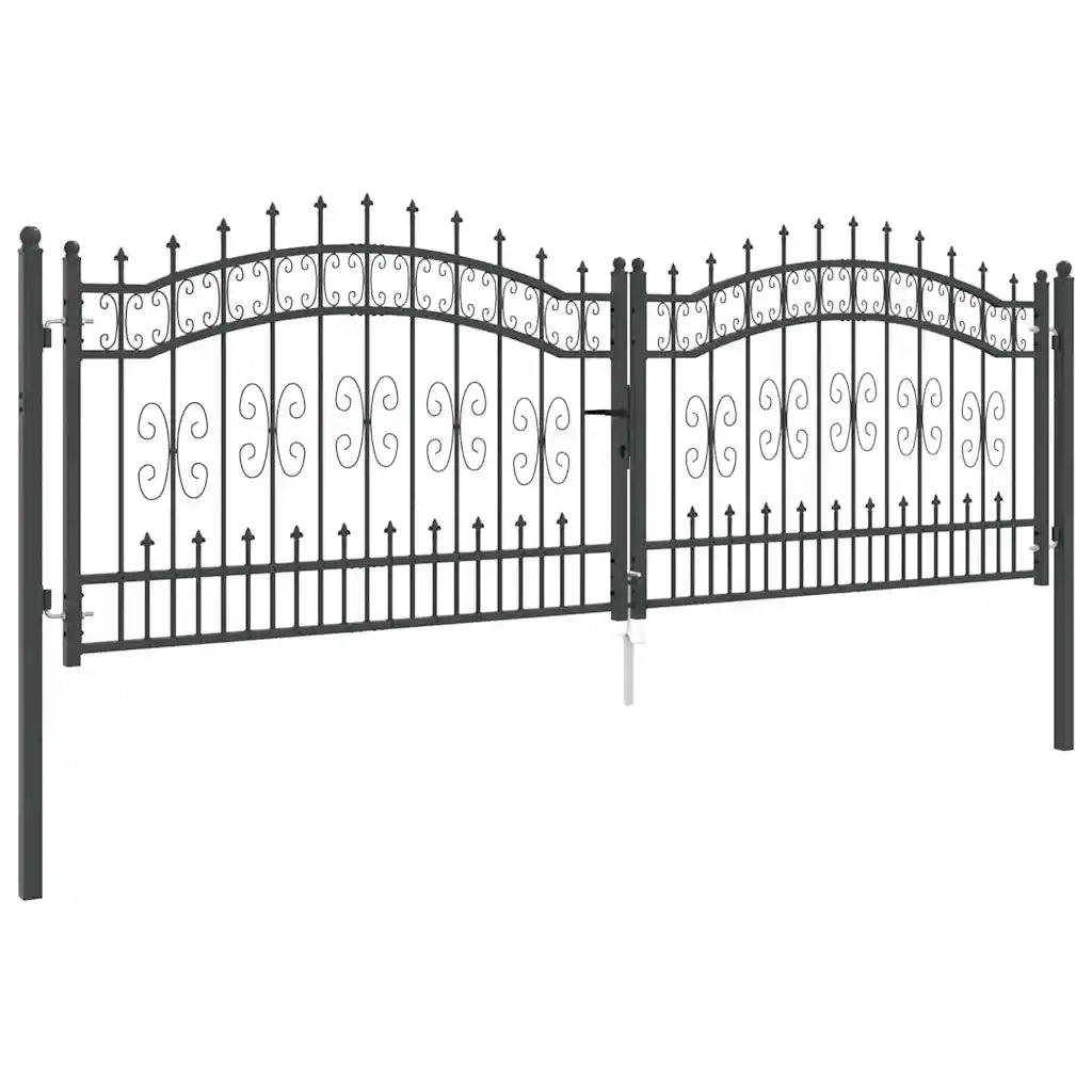 Cancello con Punta a Lancia KAMPEN 305 x 100 cm Acciaio Grigio