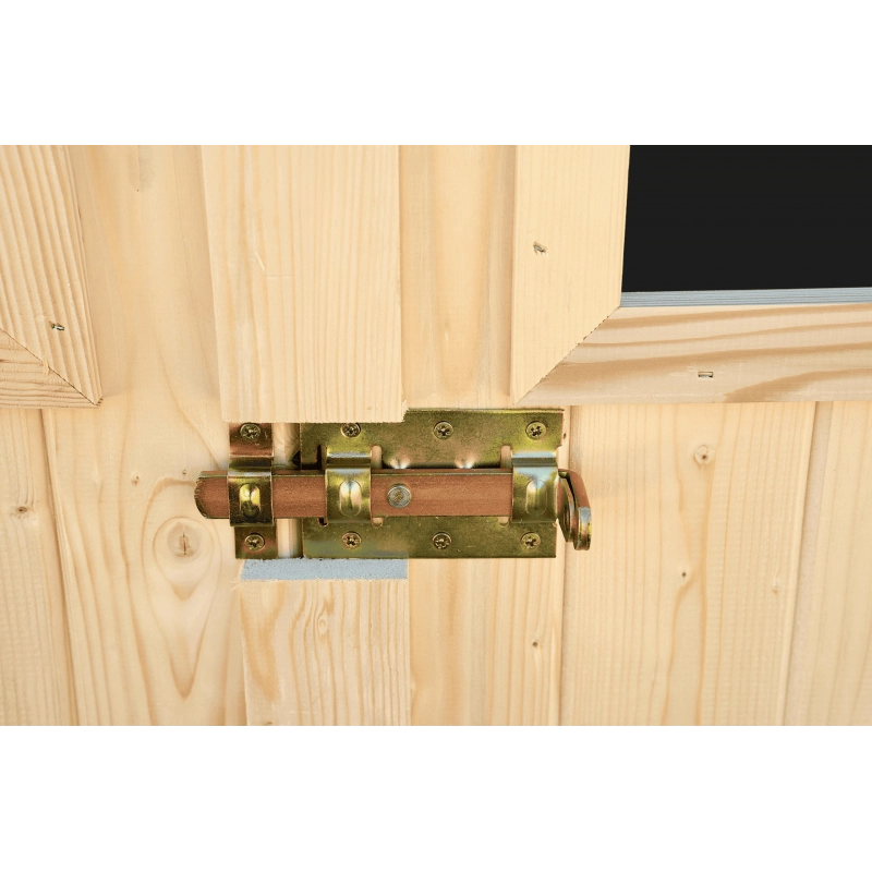 Casetta in legno da giardino con porta vetrata – 300x300 cm – tavole 20 mm, tetto bitumato – AL3030.02N Foresta