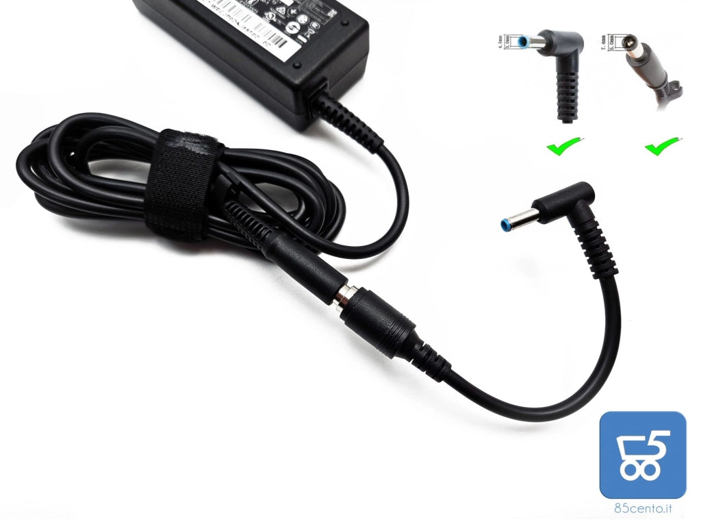 Caricabatterie Originale HP per Notebook Laptop Portatili Mini PC Tiny da 65W 19,5 V 3,33A + Adattatore da 7,4x5mm a 4,5x3mm - Prodotto Nuovi senza cavo alimentazione