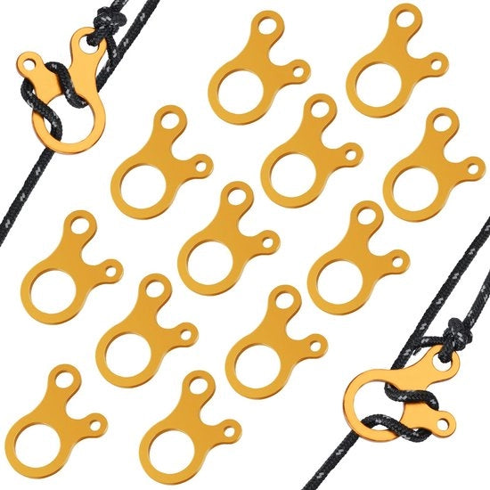 Fibra di alluminio per tende, corda di tensione, 12 pezzi, blocco di tensione, accessori per tende per campeggio, picnic, escursioni estive