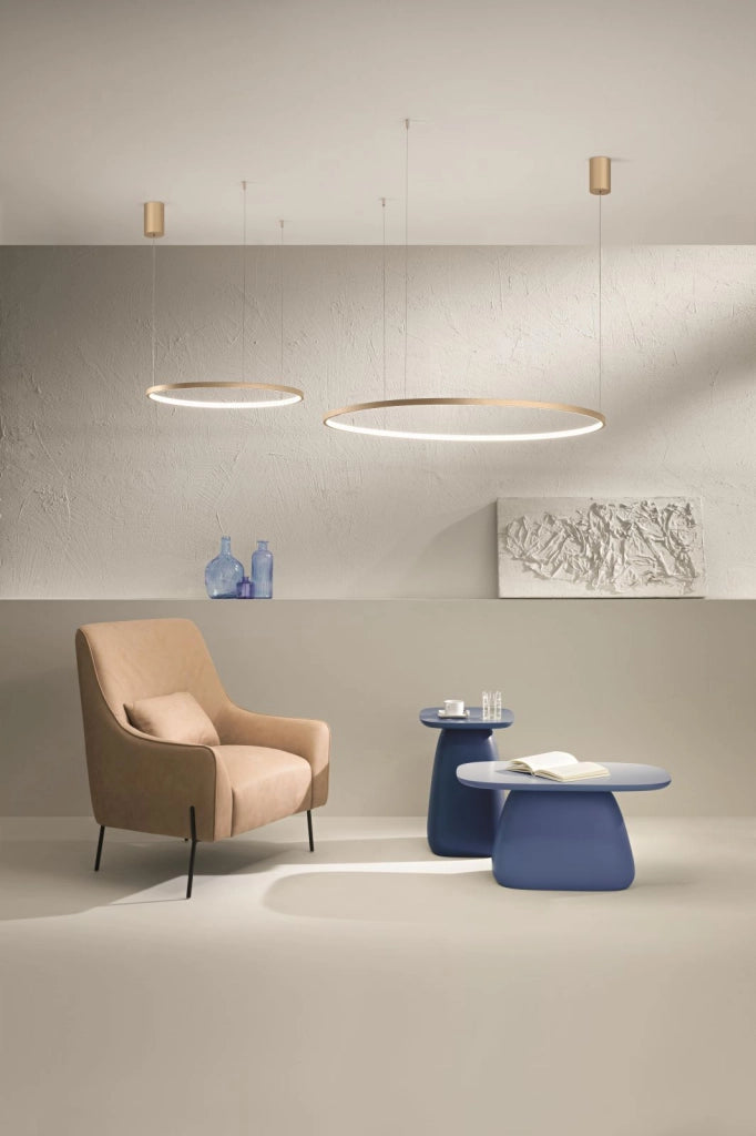SOSPENSIONE SOEL D.80CM ORO LED 3000K 38W MAX 3486LM DIMMERABILE