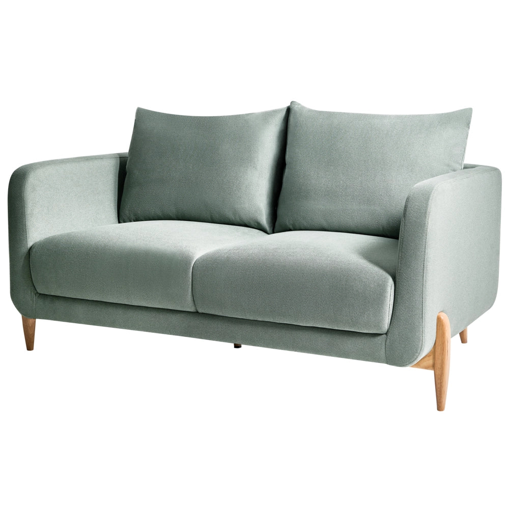 Divano a 2 posti Rivestimento in tessuto verde chiaro Gambe in legno con braccioli Angolo lettura soggiorno Stile scandinavo moderno