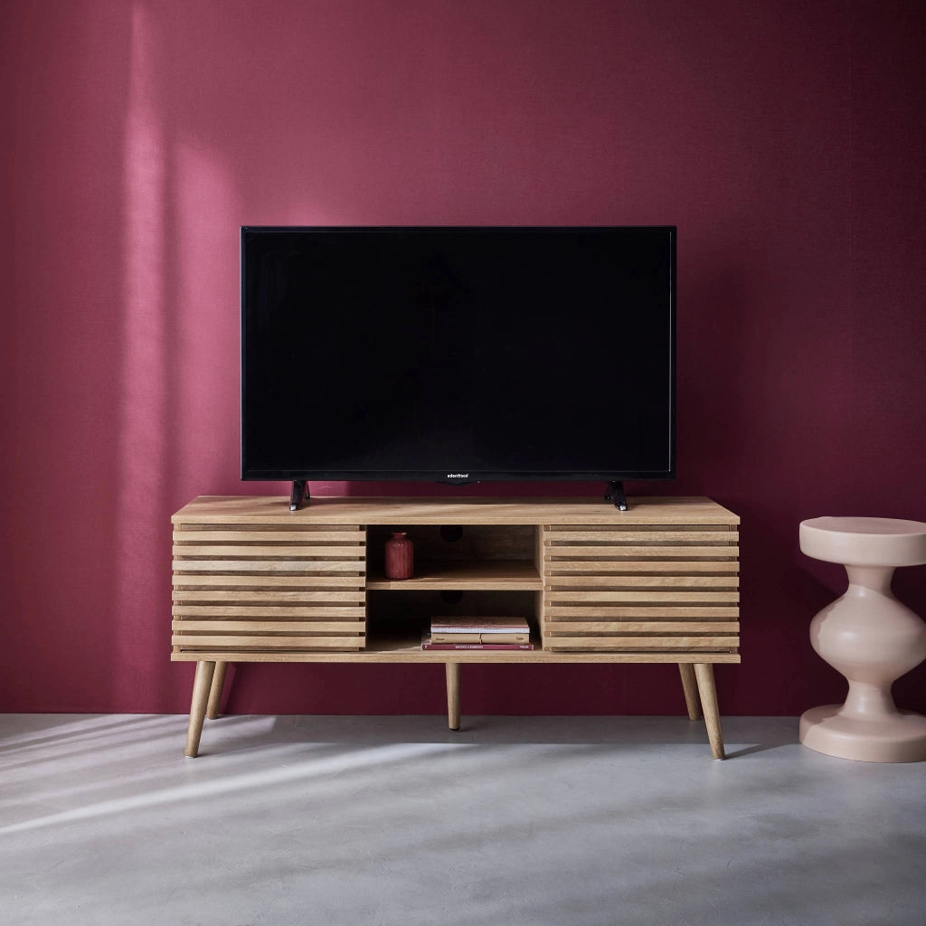 Mobile tv scandinavo a 2 ante, 120cm, marrone naturale
