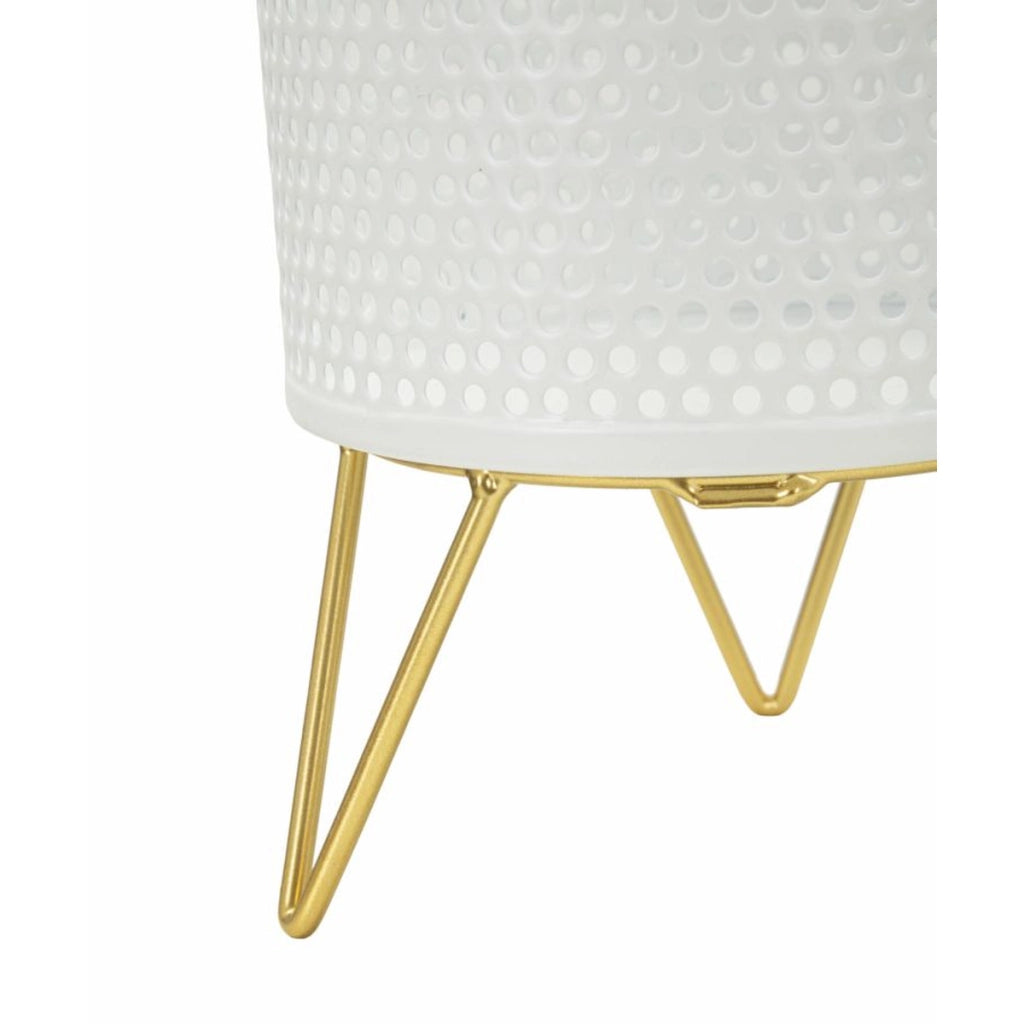 Set di 2 Vasi per Piante VKH411, Bianco, Metallo, 16x16x20 cm
