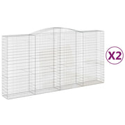 Set di 2 gabbioni ad arco per recinzione gabbia o muro di contenimento 400 x 50 x 200/220 cm ferro zincato argento 02_0041410