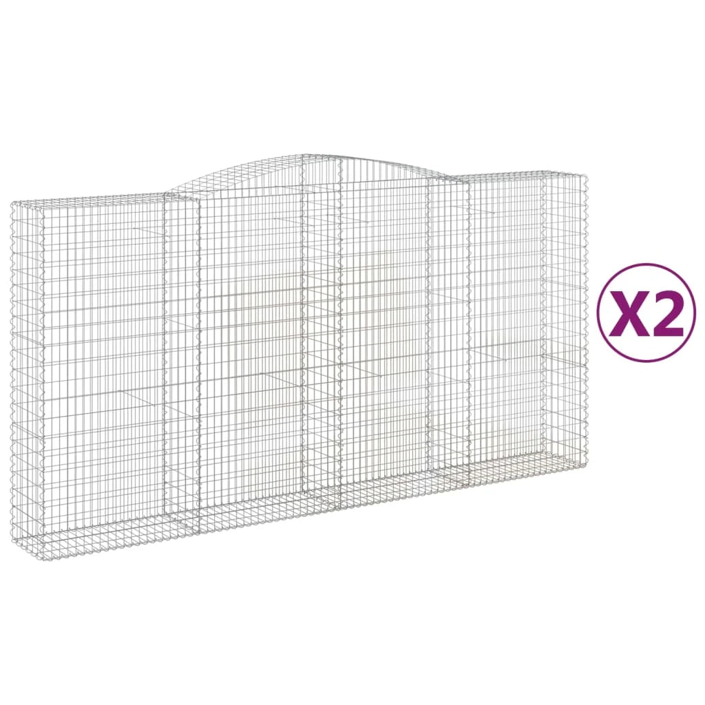 Set di 2 gabbioni ad arco per recinzione gabbia o muro di contenimento 400 x 50 x 200/220 cm ferro zincato argento 02_0041410