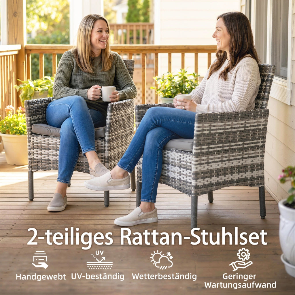 Set 2 Sedie da Giardino in Polyrattan con Cuscini ¨C Zephmum ¨C Grigio