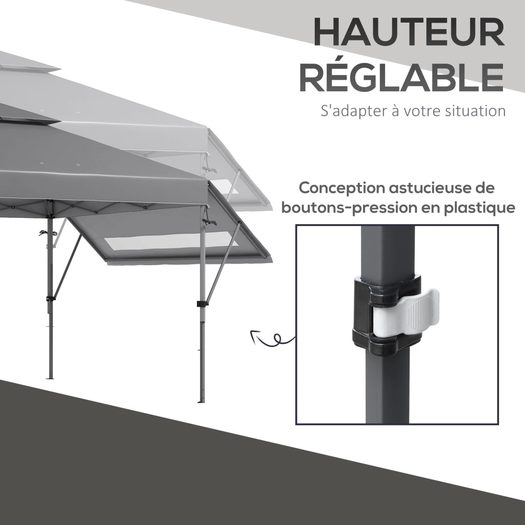 Tonnelle da giardino pieghevole 5x3 m ¨C zephmum ¨C grigio, tessuto oxford, 2 pareti regolabili, con ruote