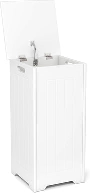 GIANETX Cesto Portabiancheria 34 L, Cesto Biancheria Sporca con Moperchio e Manico, con Parte Superiore per Riporre la Biancheria Sacco Rimovibile,per bagno, lavanderia, 30 x 30 x 61 cm, Bianco