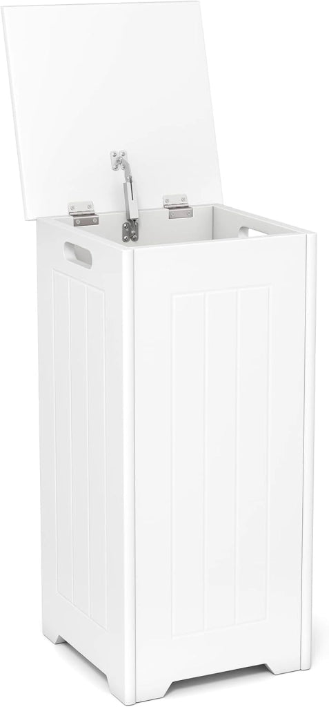 GIANETX Cesto Portabiancheria 34 L, Cesto Biancheria Sporca con Moperchio e Manico, con Parte Superiore per Riporre la Biancheria Sacco Rimovibile,per bagno, lavanderia, 30 x 30 x 61 cm, Bianco