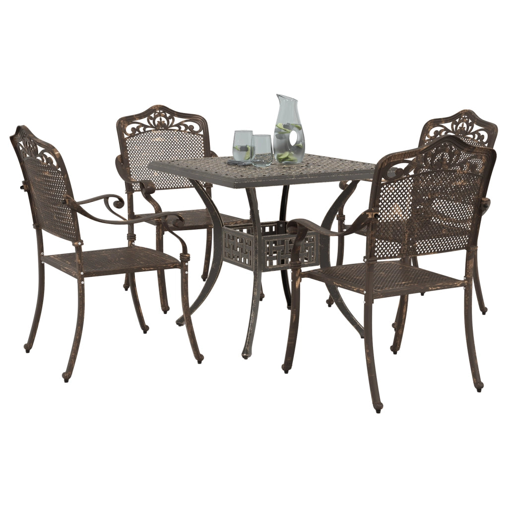 Set da pranzo da giardino 5 pezzi in alluminio bronzo