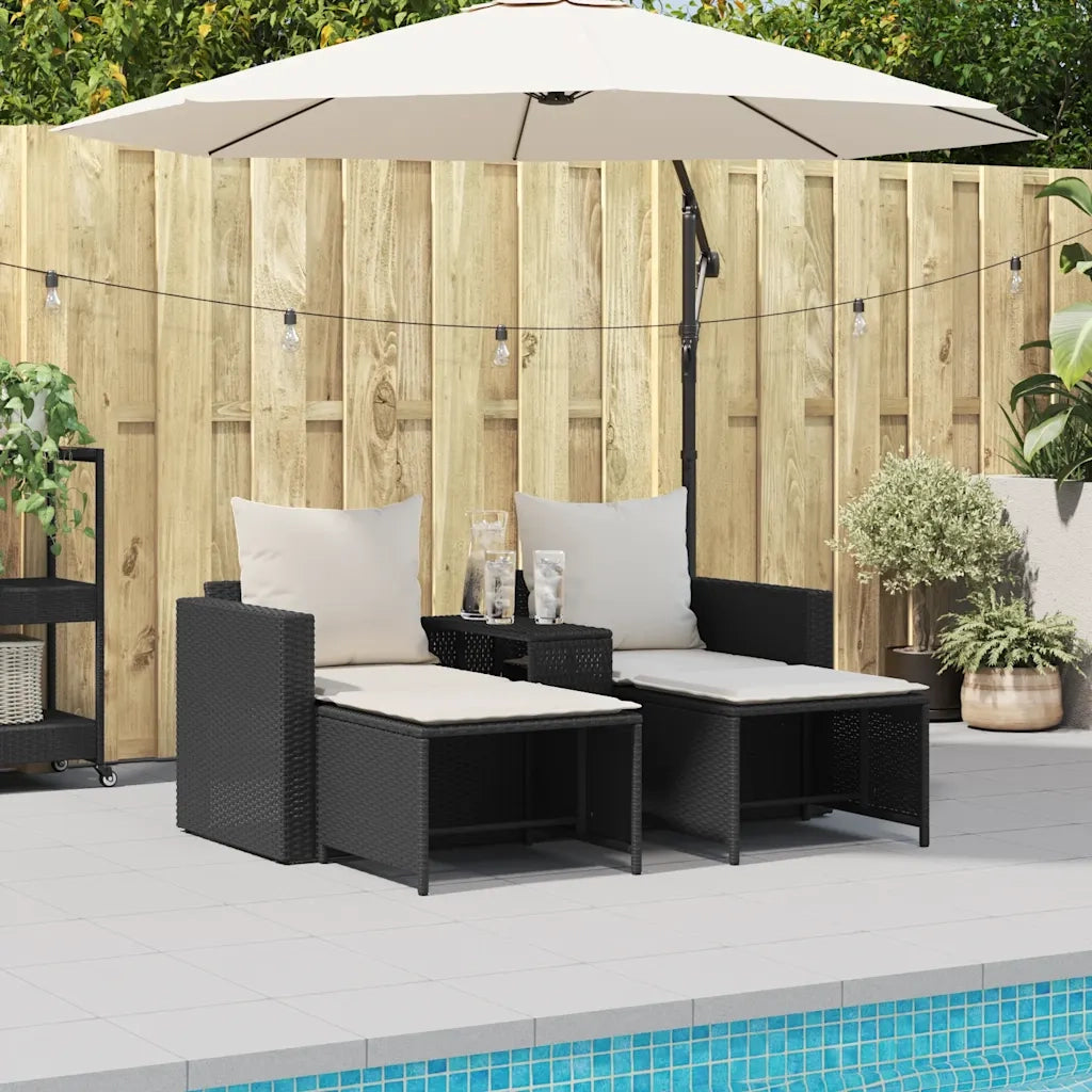 Set Divani da Giardino 5 pz | Set Salotto da Giardino con Cuscini in Polyrattan Nero