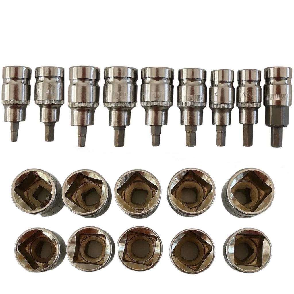 Set 9 Bussole Esagonali Professionali Acciaio CR-V, Attacco 1/2" Art.07785