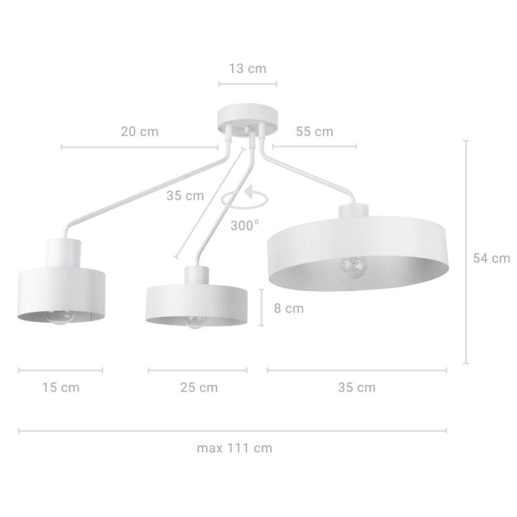 Plafoniera loft bianca Jumbo metallo 3xE27 Sigma Lighting