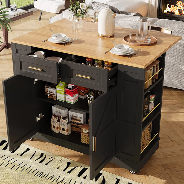 Isola cucina - Xylo - tavolo estensibile venatura legno nero