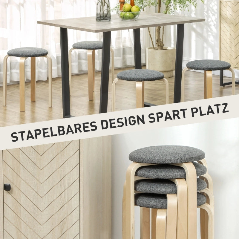 SGABELLO Impilabile 40x40x45 cm Grigio Set da 4 pezzi
