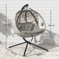 Poltrona Sospesa 2 Posti con 2 Tasche, 2 Cuscini e Cesto Pieghevole, 130x103x172 cm