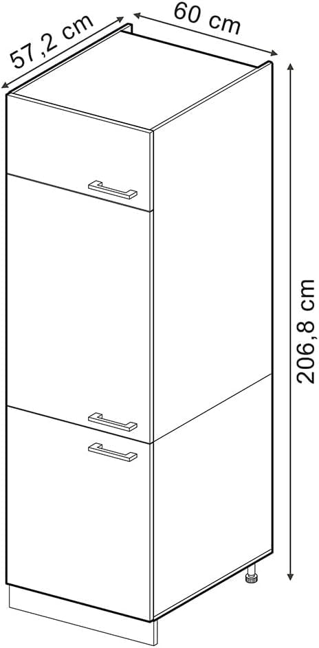 Dispensa universale R-Line, Nero lucido, 60 cm con porte, per la conservazione di utensili domestici e scorte